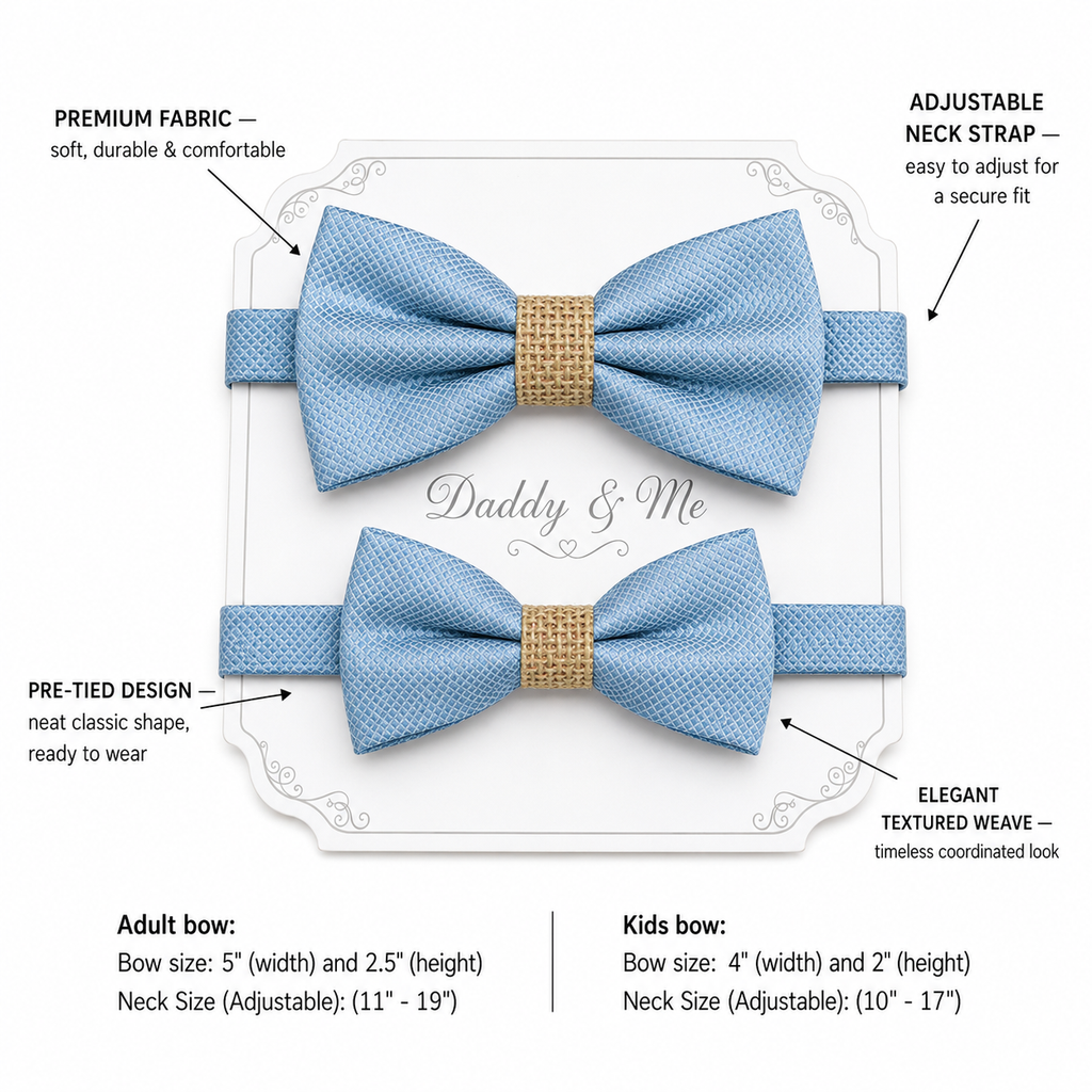 Dusty blue burlap Bow tie set for daddy and son, Daddy me gift set, Grandpa and me, Father son match, Dusty Blue kids Toddler bow, handmade