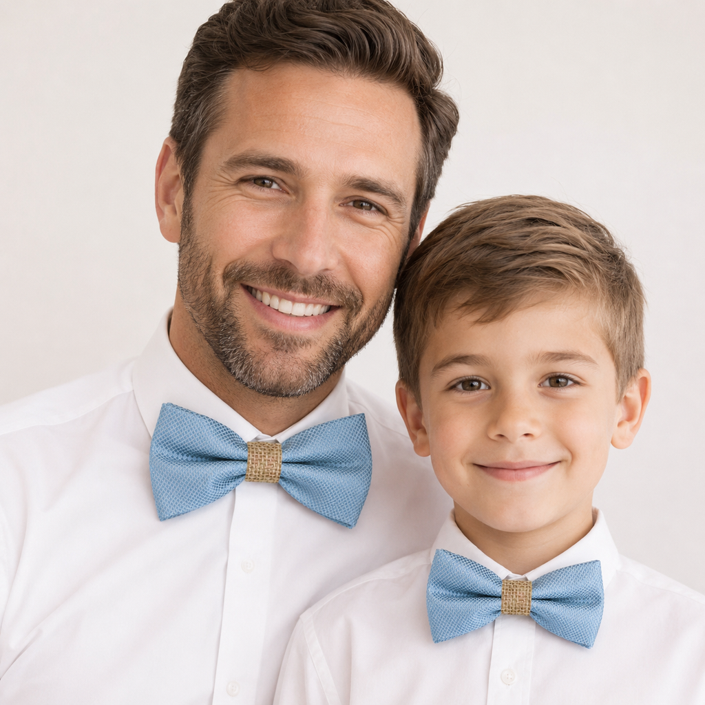 Dusty blue burlap Bow tie set for daddy and son, Daddy me gift set, Grandpa and me, Father son match, Dusty Blue kids Toddler bow, handmade