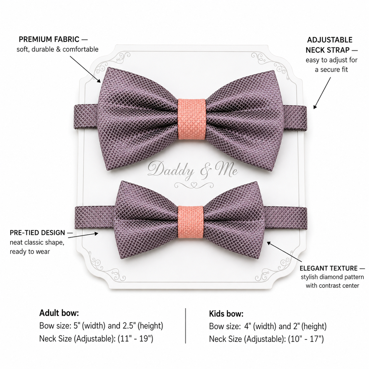 Dusty lavender and dusty rose bow tie set for daddy and son, Daddy and me gift set, Grandpa and me, Father son matching, Dusty lavender bow