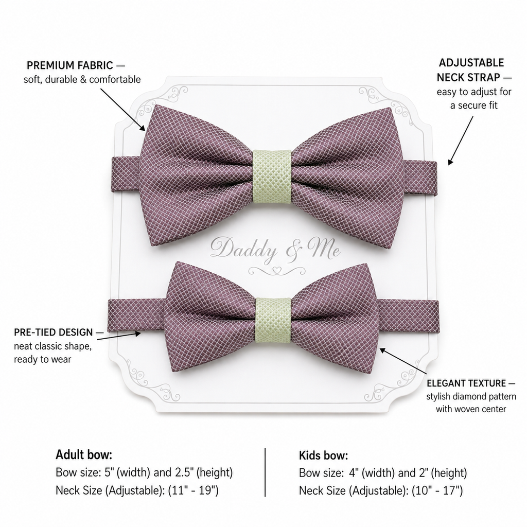 Dusty lavender and green bow tie set for daddy and son, Daddy and me gift set, Grandpa and me, Father son matching, Dusty lavender bow tie
