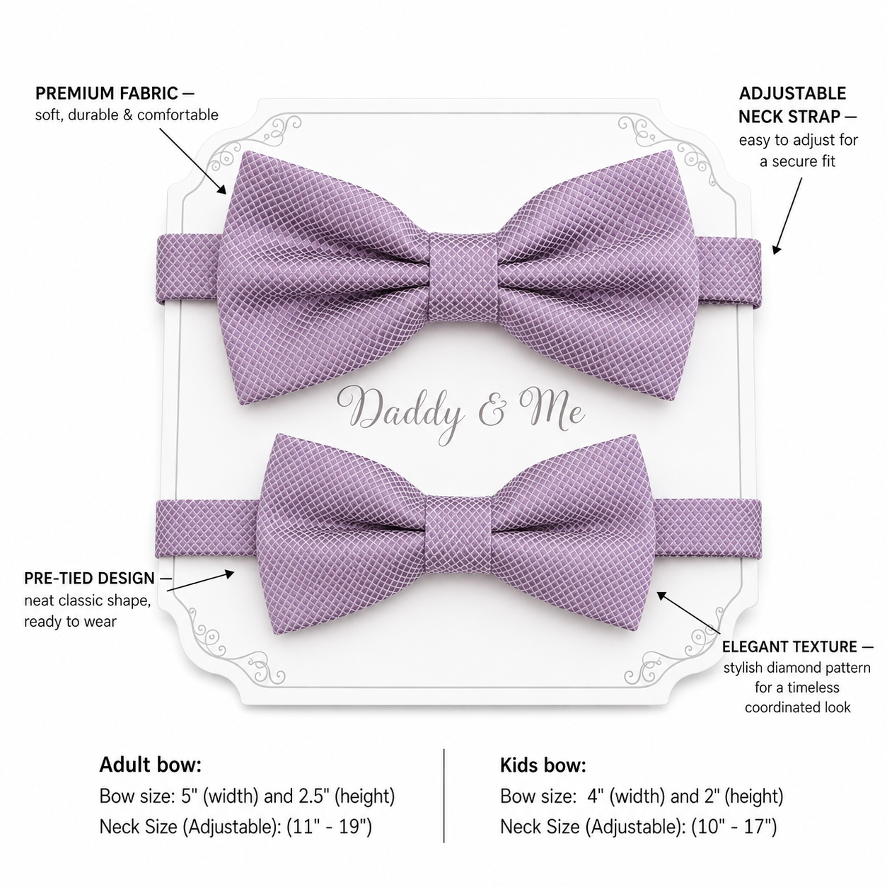 Dusty lavender Bow tie set for daddy and son, Daddy me gift set, Father son matching bow tie, Handmade bow, Dusty lavender kids bow tie