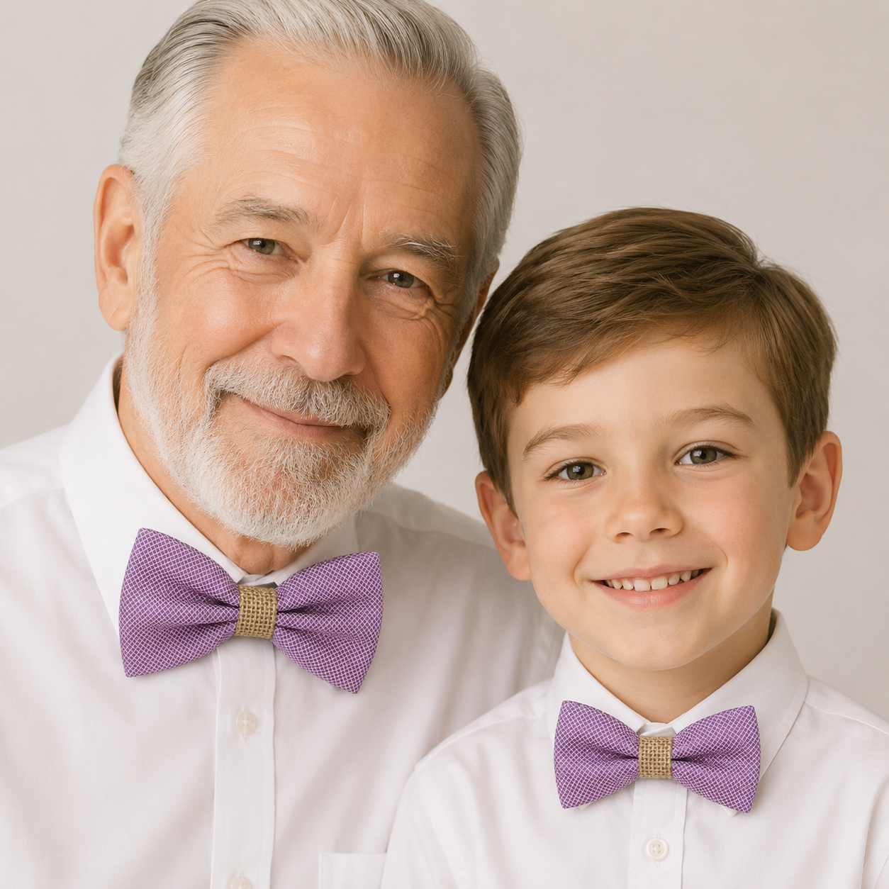 Dusty Lavender burlap Bow tie set for daddy and son, Daddy me gift set, Grandpa and me, Father son match, Dusty lavender bow for kids bow