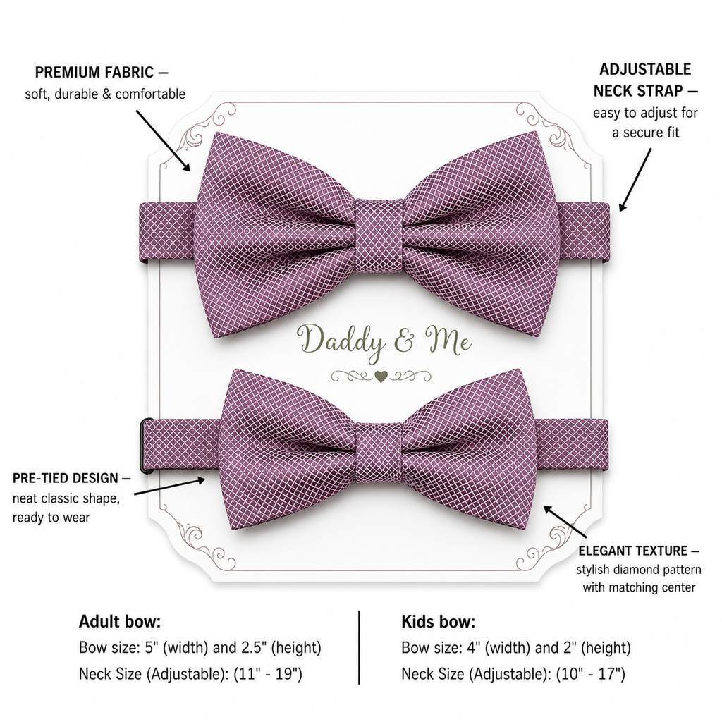 Dusty purple Bow tie set for daddy and son, Daddy me gift set, Father son matching bow tie, Handmade bow, Dusty lavender kids bow tie