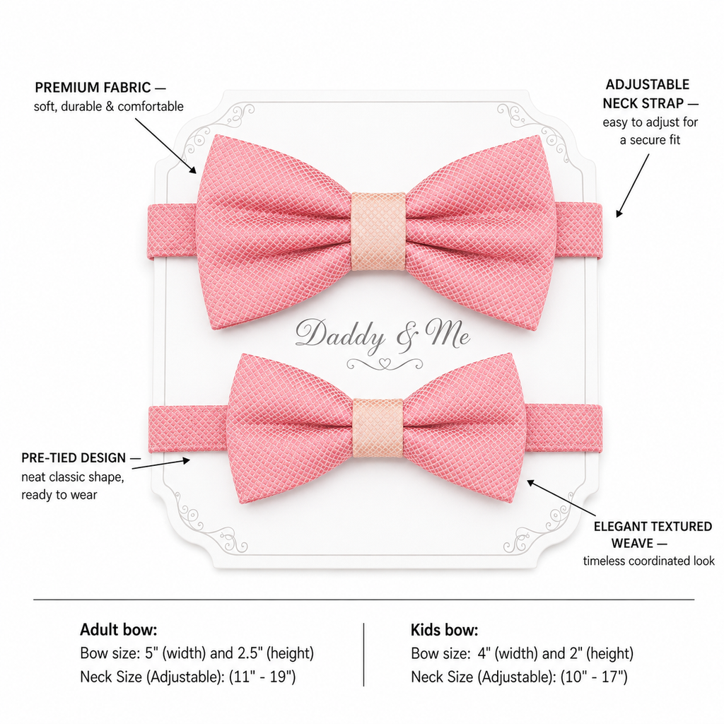 Dusty Rose bow tie set for daddy and son, Daddy me gift set, Grandpa me, Father son matg, Toddler kids handmade bow Adjustable pre tied bow