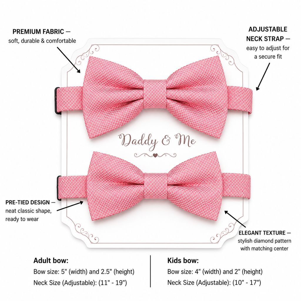 Dusty rose Bow tie set for daddy son, Daddy me gift set Father son match daddy me bow Handmade Dusty rose kids bow Adjustable pre tied bow