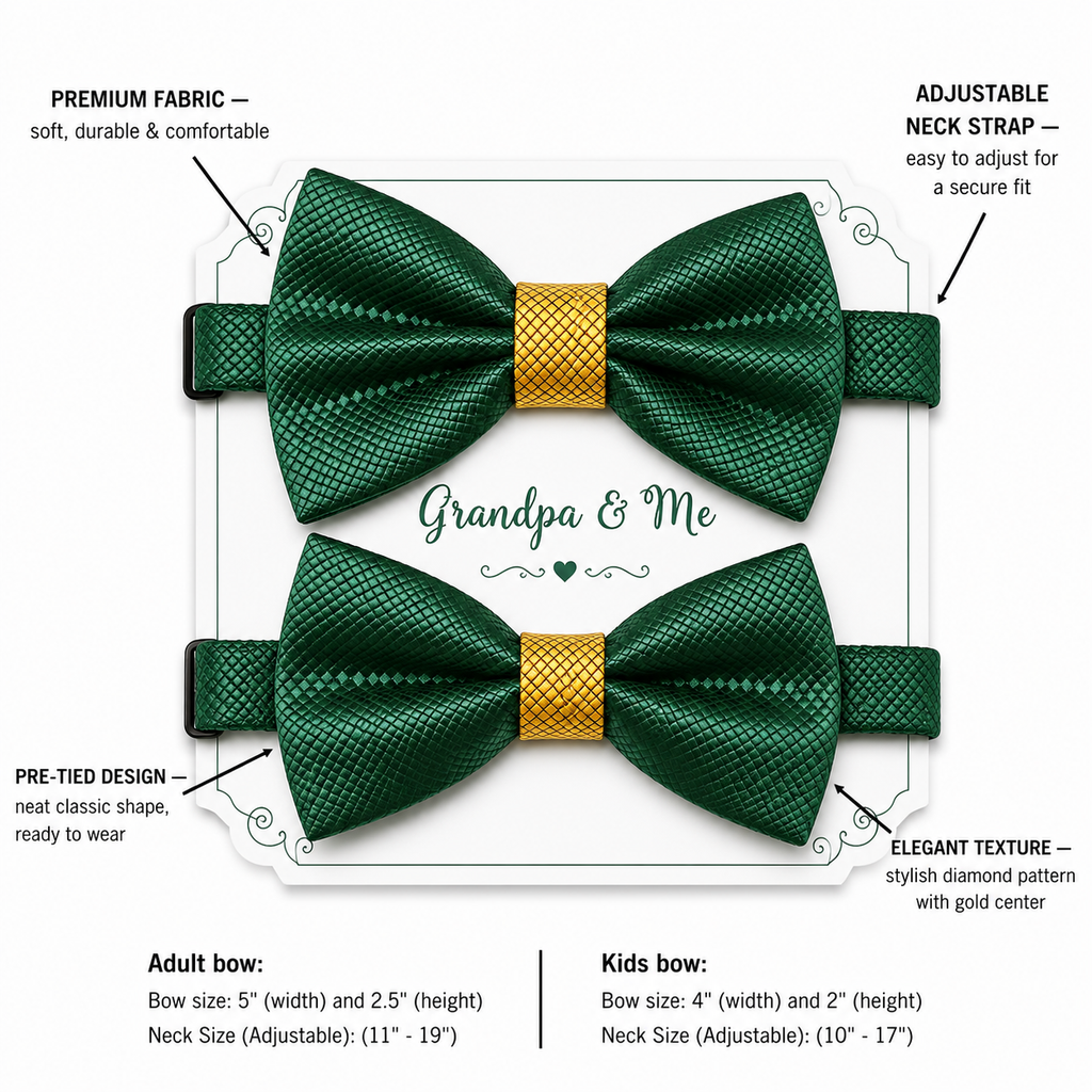 Emerald green and gold Bow tie set for daddy and son, Daddy and me bow tie gift set, Grandpa and me, Emerald green and gold Kids Toddler bow