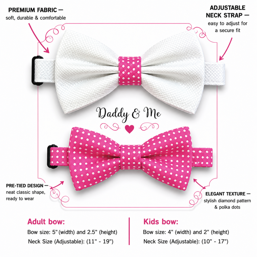 Hot pink bow tie set for daddy and son, Daddy and me gift set, Father son matching, Hot pink kids bow tie, daddy me bow, handmade bow tie