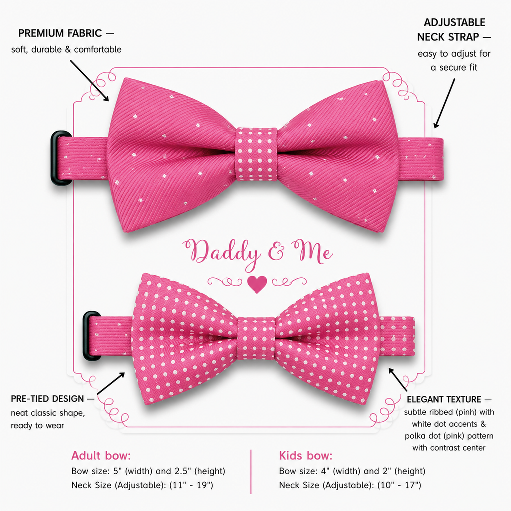 Hot pink bow tie set for daddy and son, Daddy and me gift set, Father son matching, Hot pink kids bow tie, daddy me bow, handmade bow tie