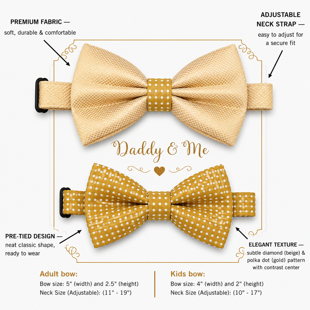 Ivory and mustard bow tie set for daddy and son, Daddy and me gift set, Father son matching, Mustard kids bow tie, daddy me bow, handmade