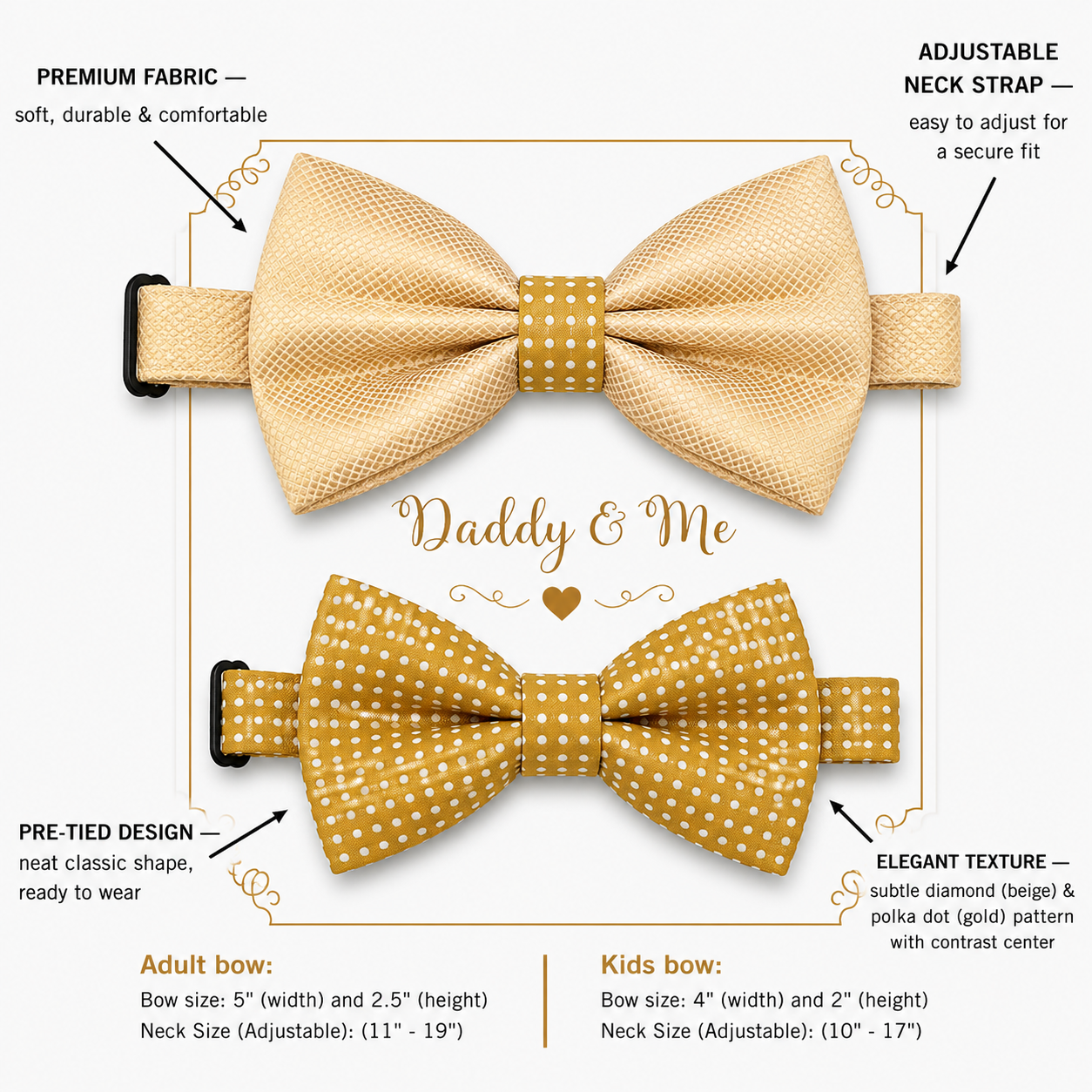Ivory and mustard bow tie set for daddy and son, Daddy and me gift set, Father son matching, Mustard kids bow tie, daddy me bow, handmade