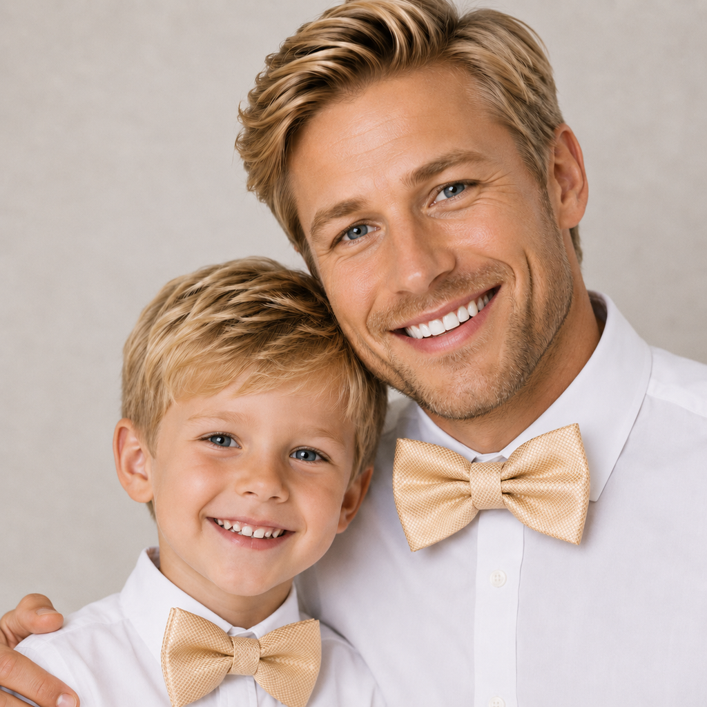 Ivory Bow tie set for daddy and son Daddy me gift set Father son match Handmade Ivory kids bow Adjustable pre tied bow