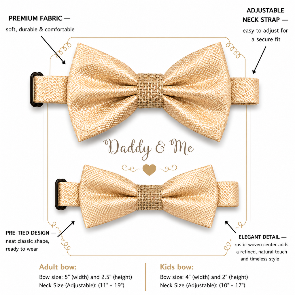 Ivory burlap Bow tie set for daddy and son Daddy me gift set Father son match Handmade Ivory kids bow Adjustable pre tied bow