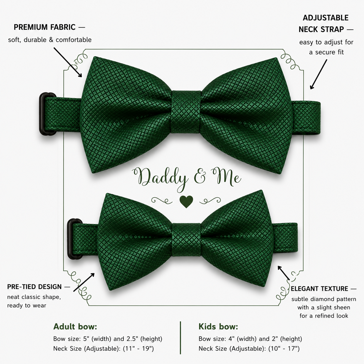 Jolly green Bow tie set for daddy and son, Daddy and me gift set, Grandpa and me, Green Kids Toddler bow Handmade Adjustable pre tied bow
