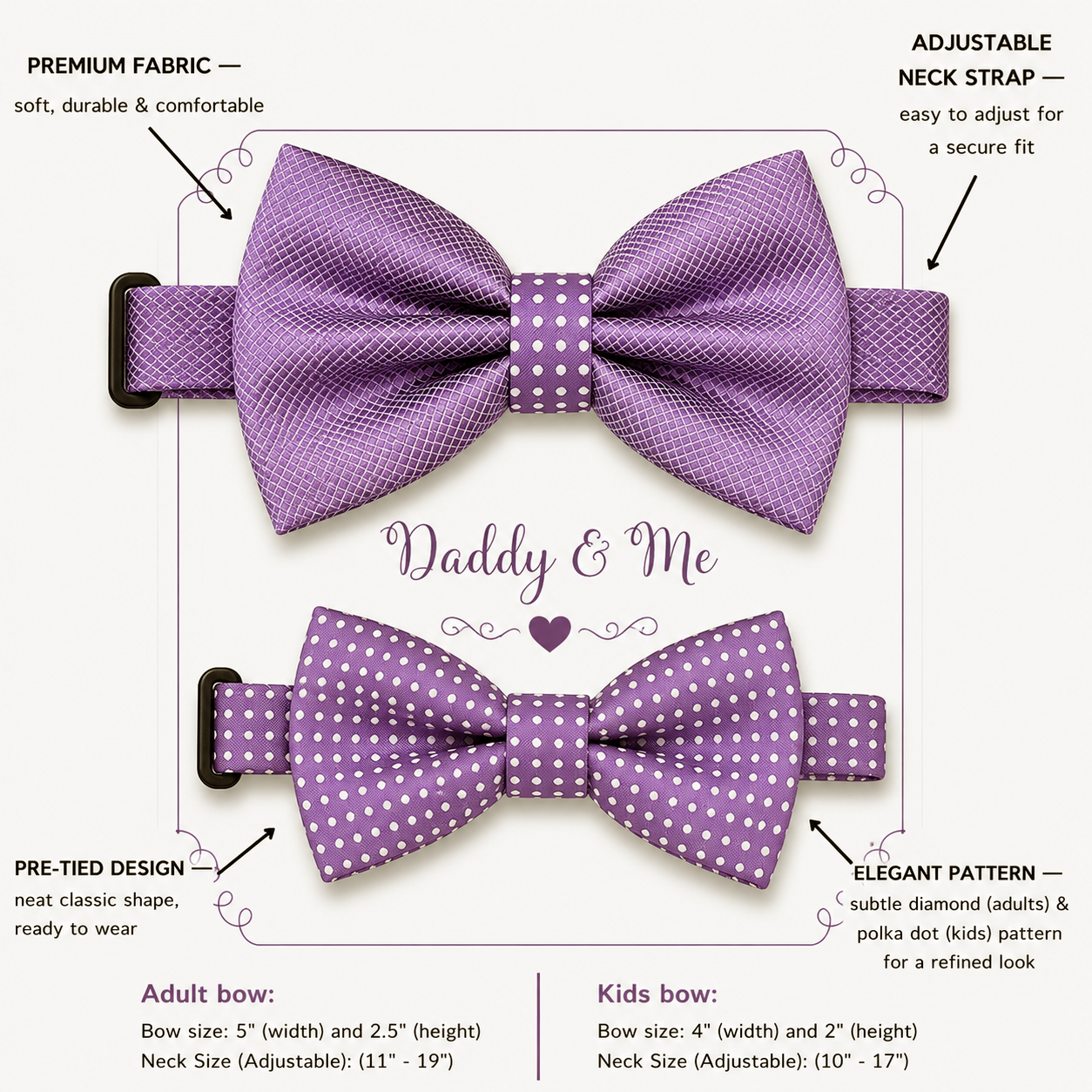 Lavender Bow tie set for daddy and son, Daddy and me gift set, Father son matching, lavender kids bow, daddy me bow tie, handmade gift