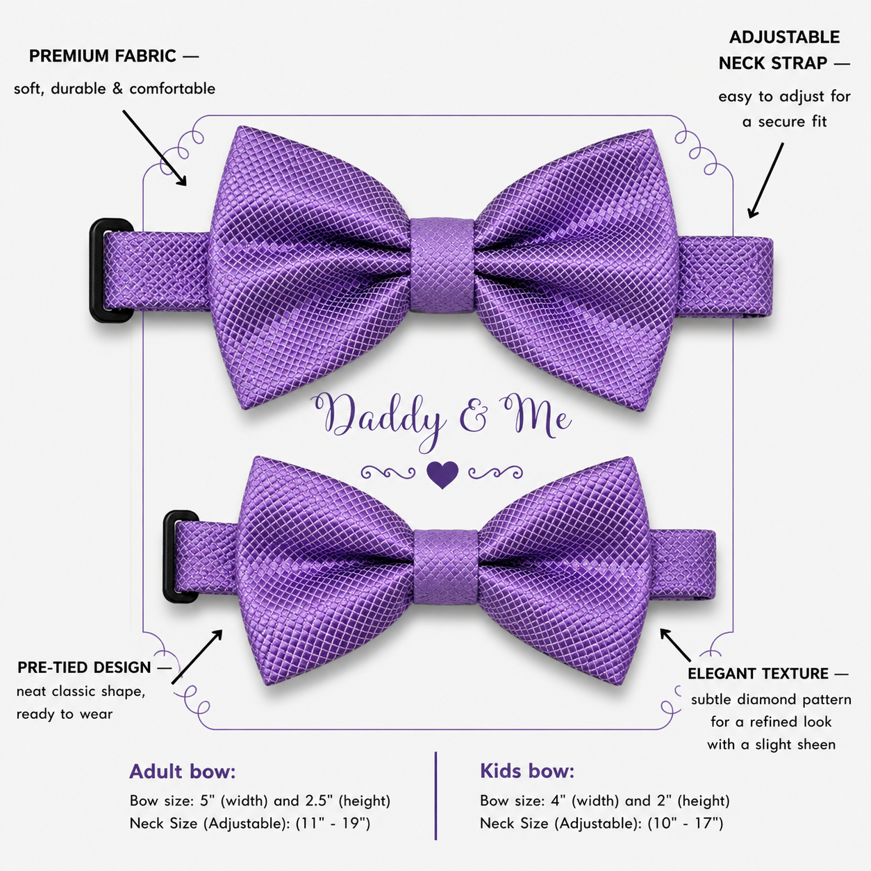 Lavender Bow tie set for daddy and son, Daddy and me gift set, Grandpa and me, lavender Kids Toddler bow, Lavender bow tie set, Purple bow