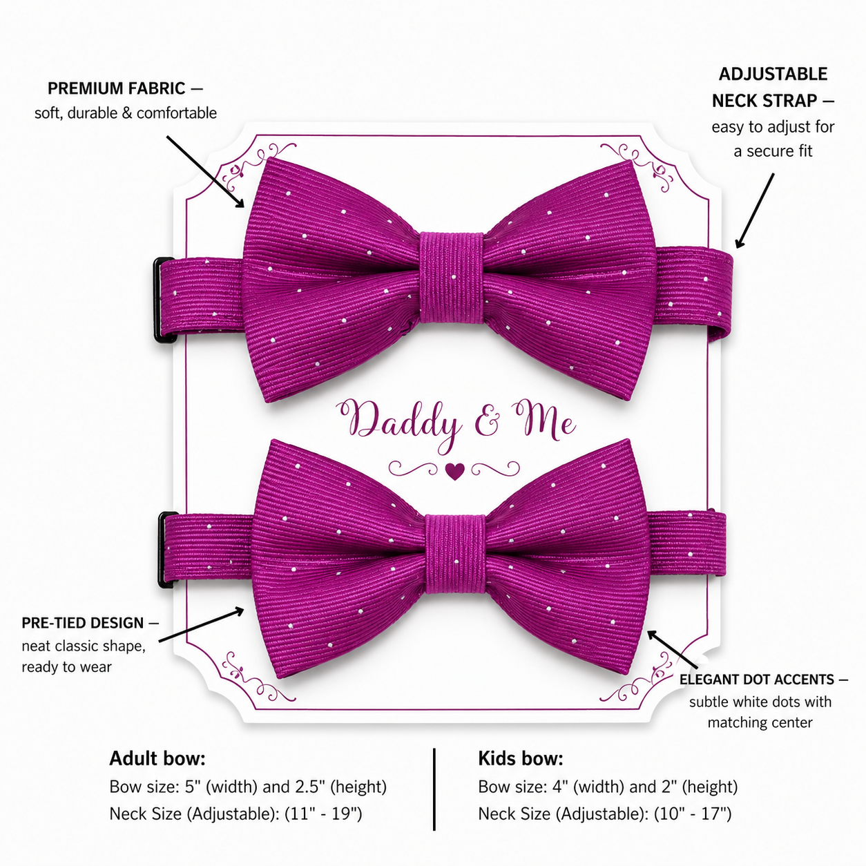 Fuchsia Bow tie set for daddy and son, Daddy and me gift set, Grandpa and me, Father son matching, Toddler bow tie, daddy me bow tie gift