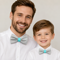 Gray and turquoise Bow tie set for daddy and son, Daddy me gift set, Father son matching, daddy me bow, handmade Gray blue bow tie for kids
