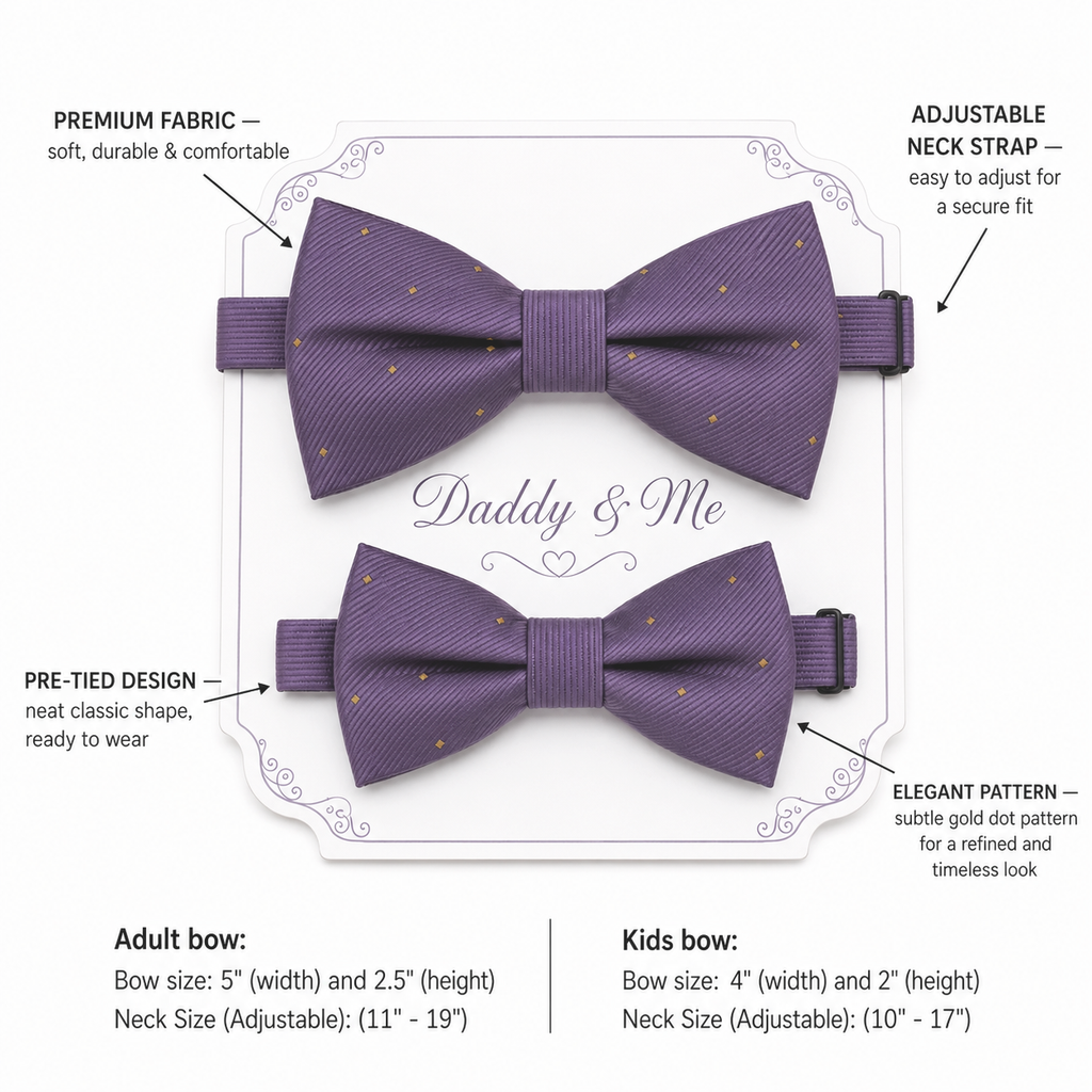 Lavender Bow tie set Kids Adult bow tie Daddy me Father son match, kids bow Adjustable pre tied, High quality