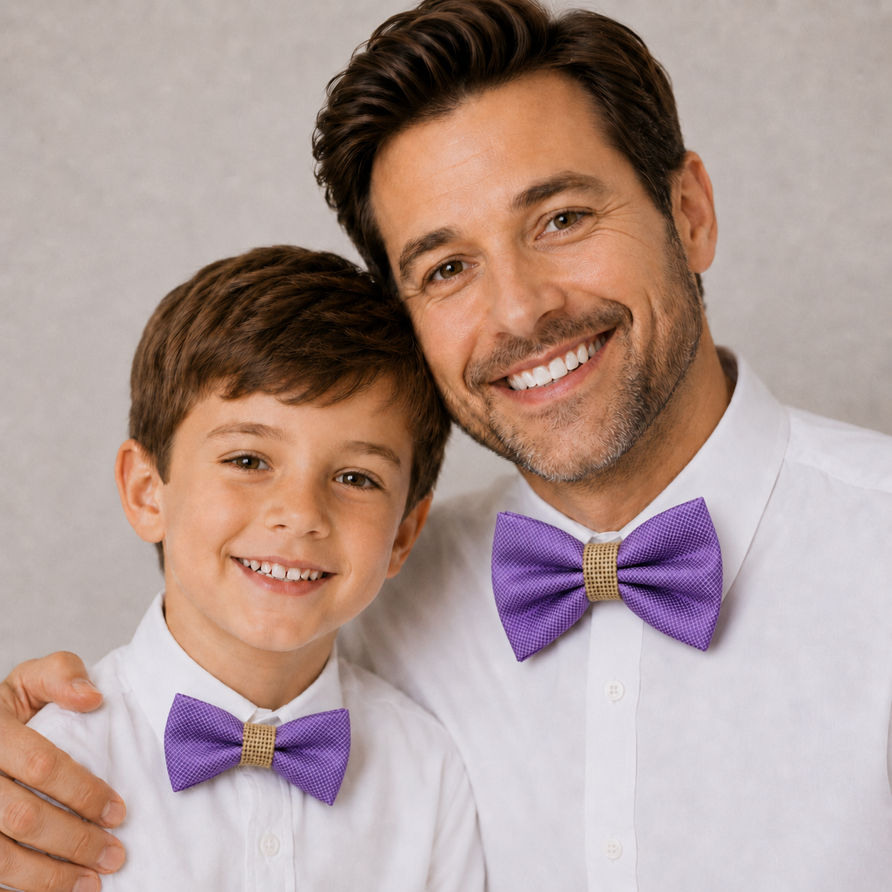 Lavender burlap Bow tie set for daddy and son, Daddy me gift set, Grandpa and me, Father son match, lavender bow for kids bow tie, handmade