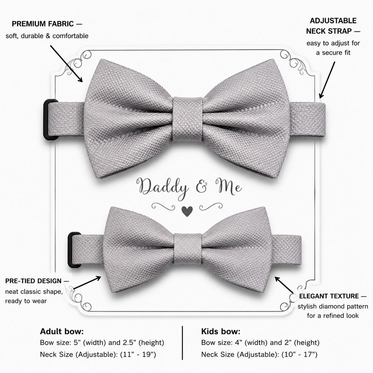 Gray Bow tie set for daddy and son, Daddy me gift set, Grandpa and me bow, Father son matching, Gray Kids bow tie, daddy me bow tie gift