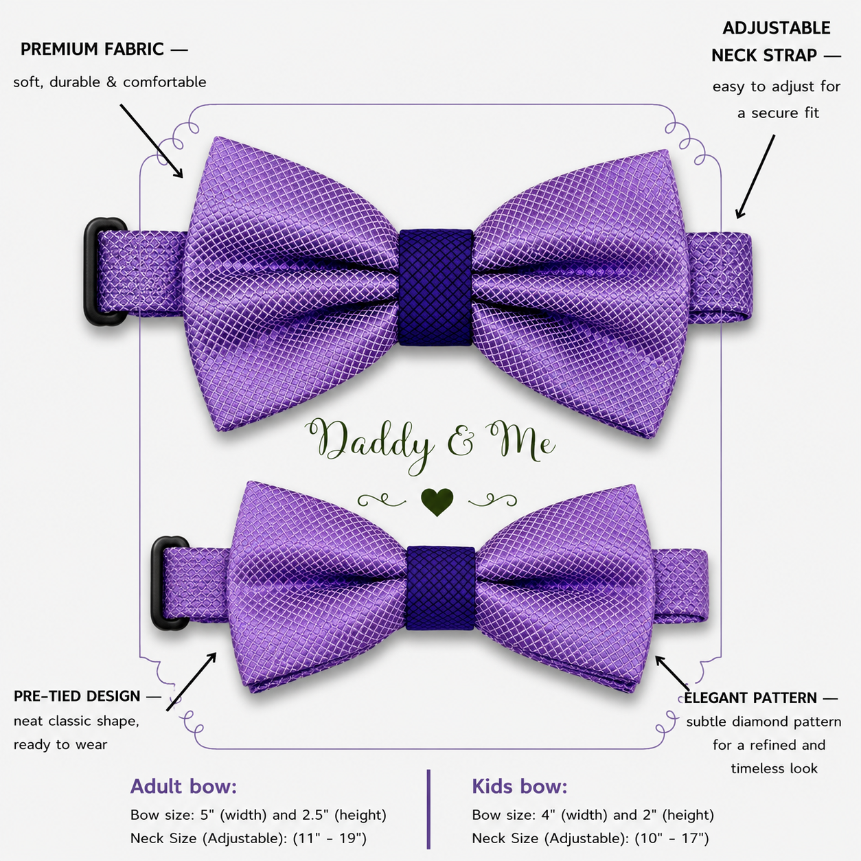 Lavender purple Bow tie set for daddy and son, Daddy and me gift, Grandpa and me, lavender purple Kids bow tie, Lavender bow set, handmade