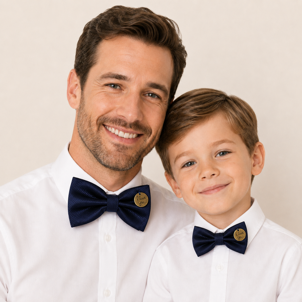 Navy Bow tie set for daddy and son, I love you charm, Daddy me gift set, Grandpa and me, Father son match, Toddler kids bow, Some thing blue