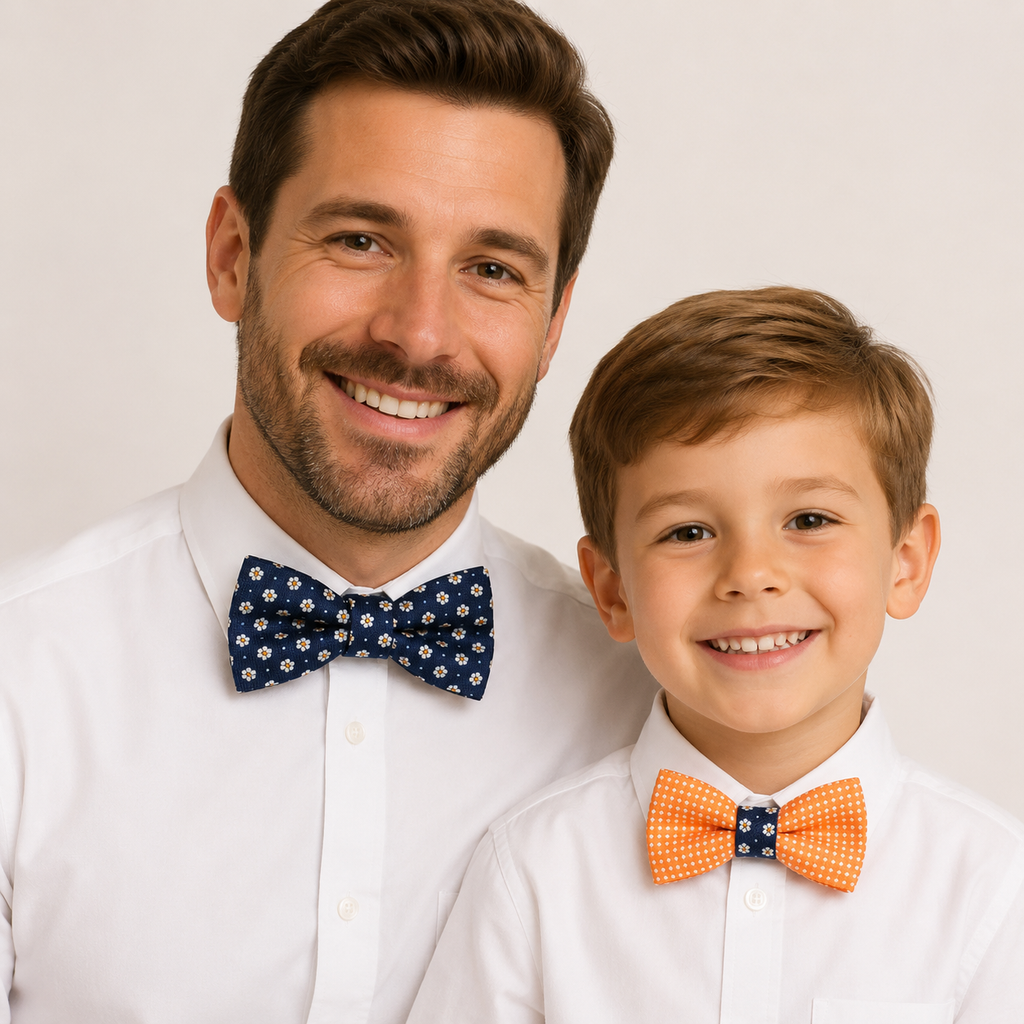 Navy orange Bow tie set for daddy and son, Daddy me gift set, Grandpa and me, Father son matching, Toddler bow tie, daddy me bow tie gift