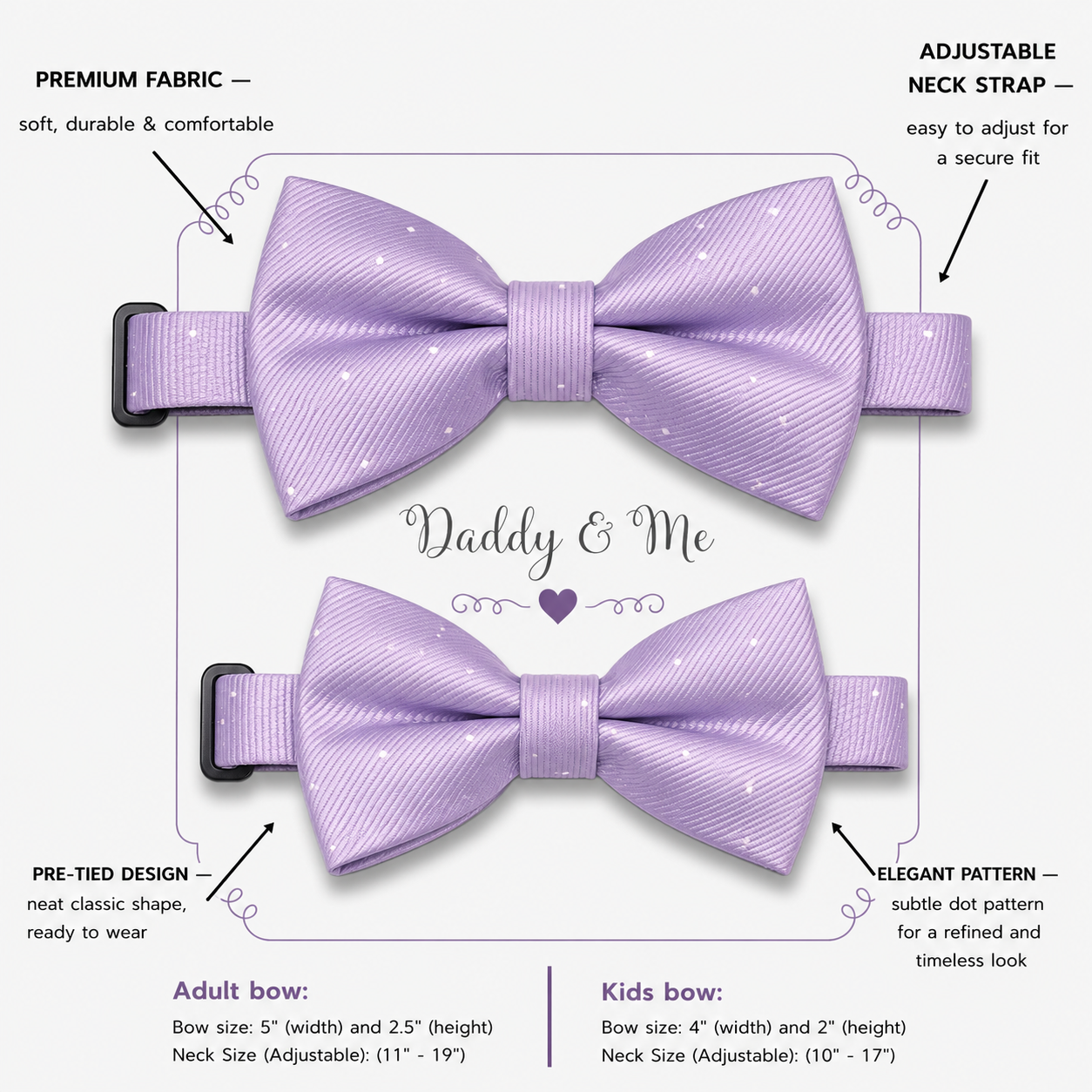 Lilac polka dots Bow tie set daddy son, Daddy and me gift Grandpa and me, Father son matching, Kids bow tie, Kids adult bow tie, High quality