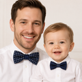 Navy polka dots bow tie set for daddy and son, Daddy and me gift set, Grandpa and me, Father son match, Navy bow tie for kids, handmade bow
