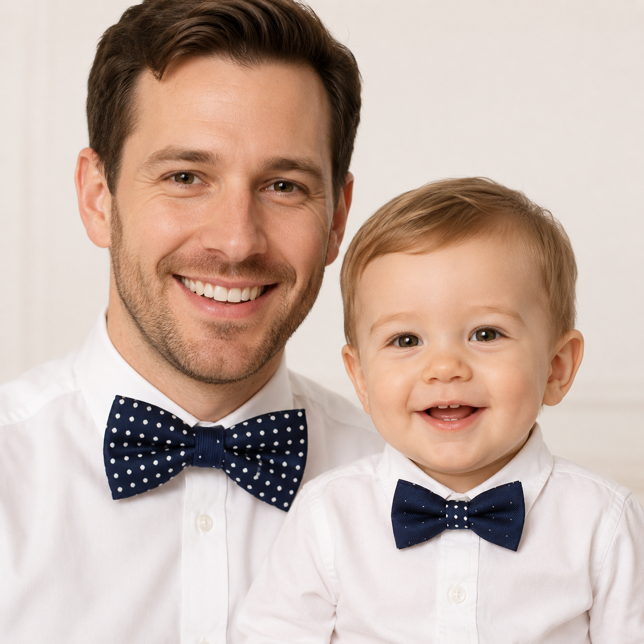 Navy polka dots bow tie set for daddy and son, Daddy and me gift set, Grandpa and me, Father son match, Navy bow tie for kids, handmade bow