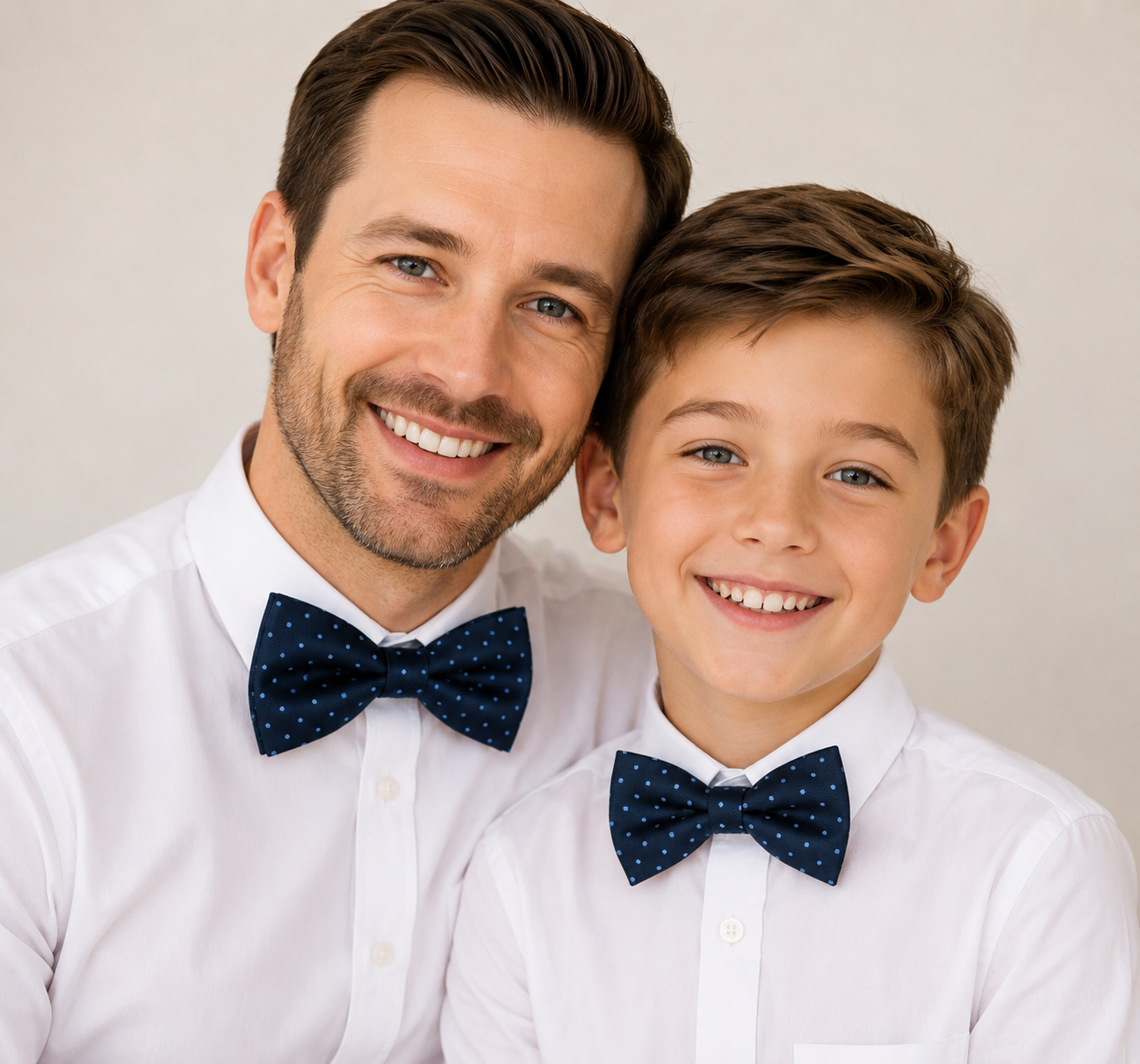 Navy polka dots Bow tie set Kids Adult bow tie Daddy me Father son match, Navy blue kids bow Adjustable pre tied, High quality