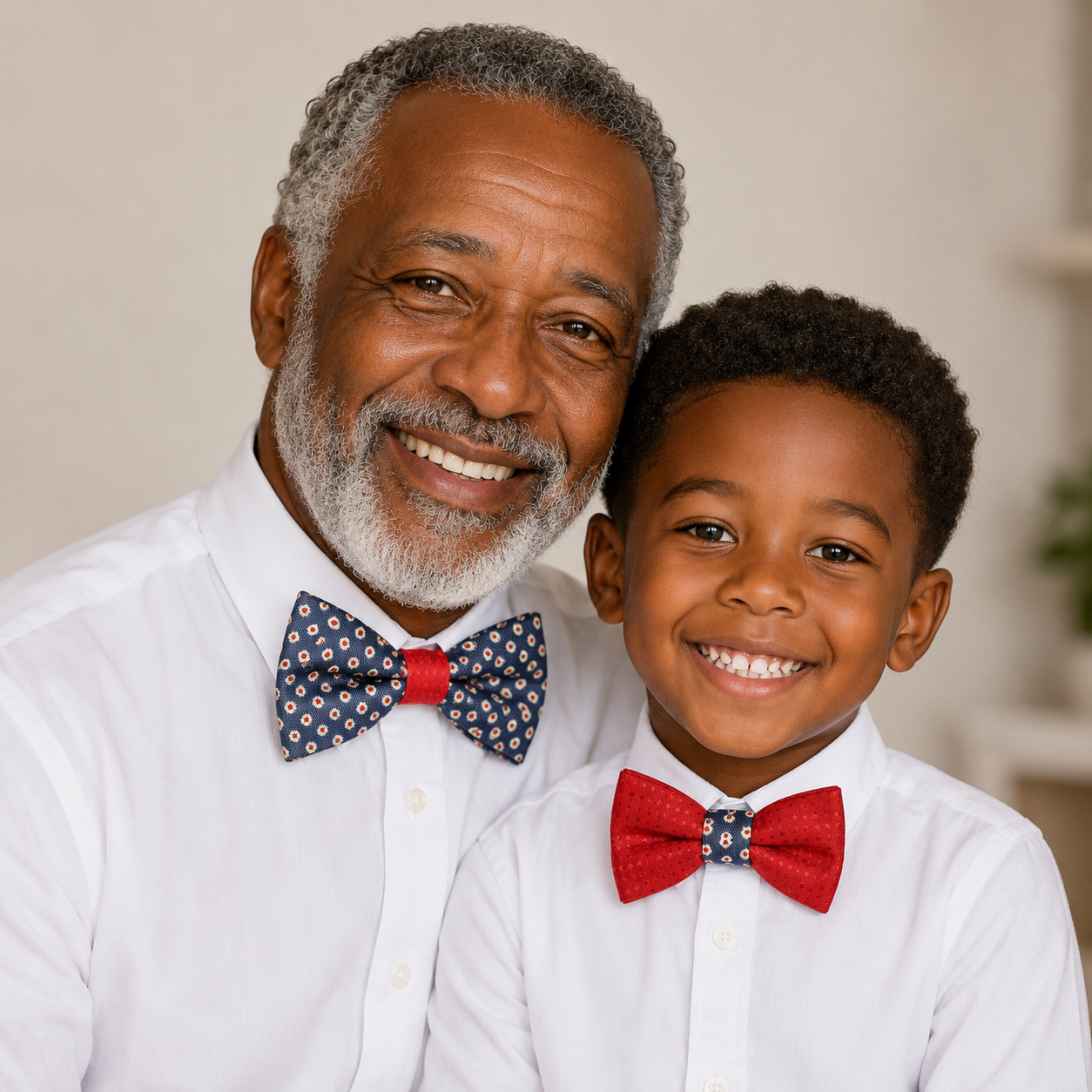 Navy Red Bow tie set for daddy and son, Daddy and me gift set, Grandpa and me, Father son matching, Toddler bow tie, daddy me gift, Flower