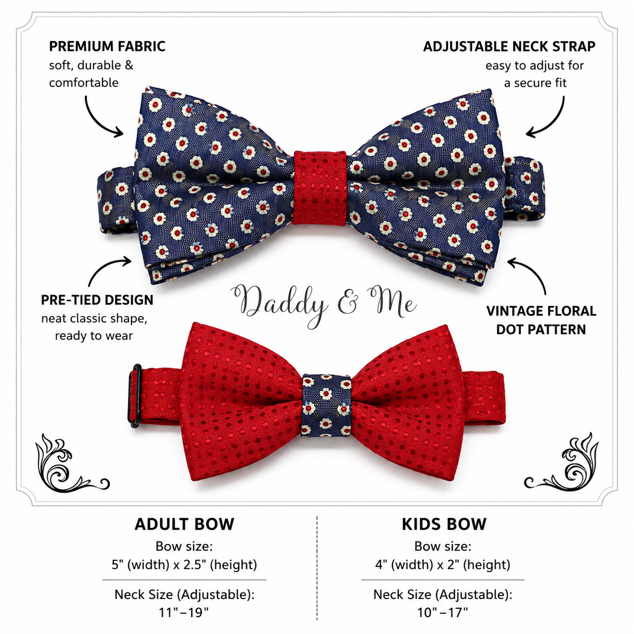 Navy Red Bow tie set for daddy and son, Daddy and me gift set, Grandpa and me, Father son matching, Toddler bow tie, daddy me gift, Flower
