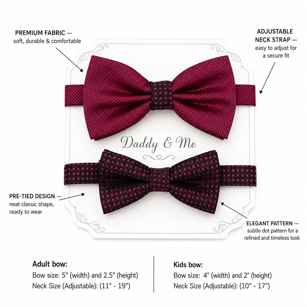 Magenta bow tie set for daddy and son, Daddy and me gift set, Father son matching, magenta kids bow tie, daddy me bow, handmade bow tie