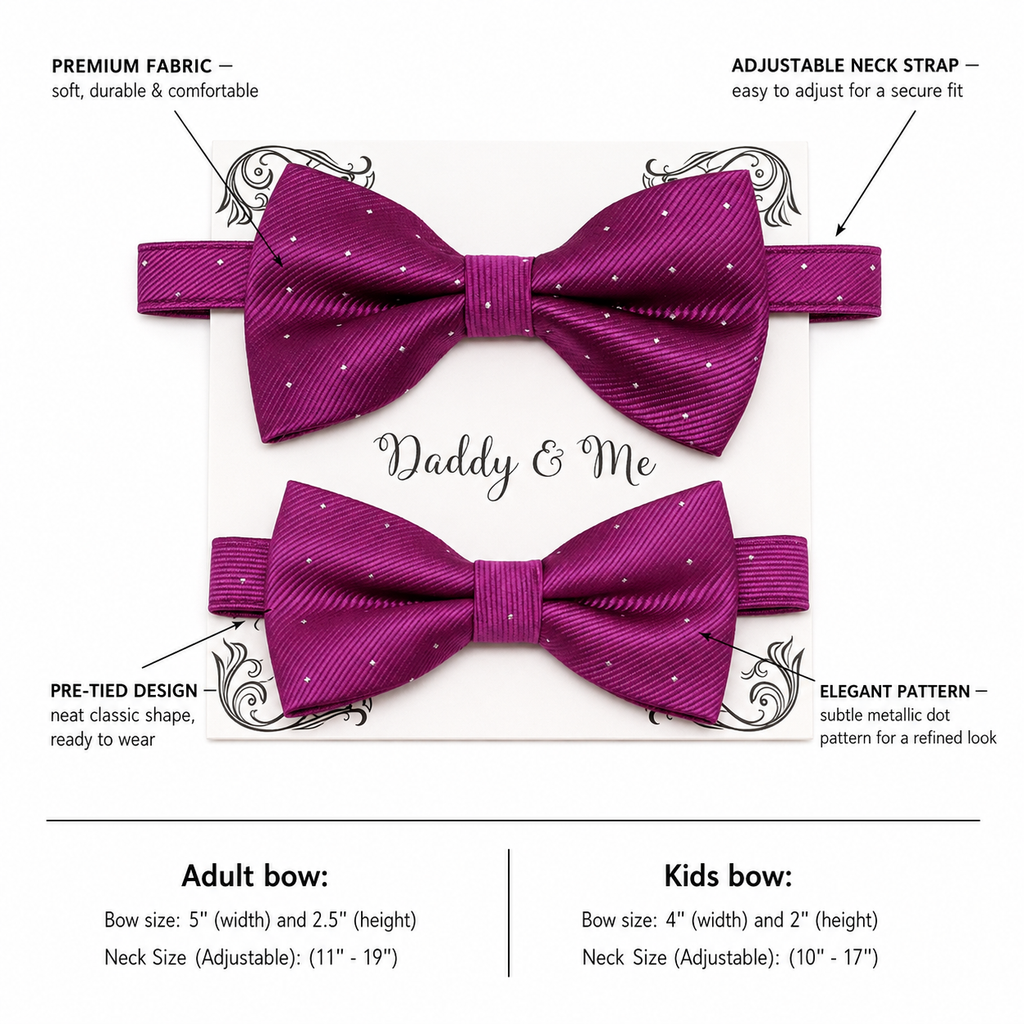 Magenta Bow tie set for daddy and son, Daddy and me gift set, Grandpa and me, Father son matching, Toddler bow tie, daddy me bow tie gift