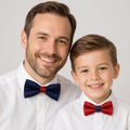 Navy and Red Bow tie set for daddy and son, Daddy me gift set, Grandpa gift, Father son match, Kids adult bow, Kids red bow, Navy red bow