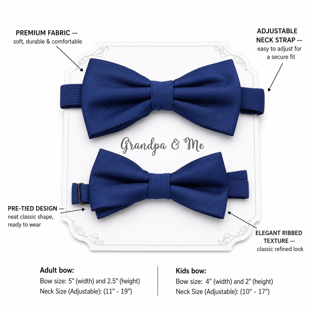Navy Bow tie set for daddy and son, Daddy and me gift set, Grandpa and me, Father son matching, Kids bow tie, daddy and me bow tie gift