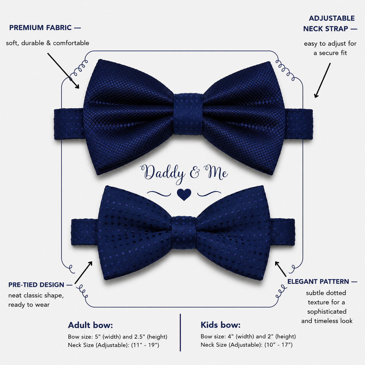 Navy Bow tie set for daddy and son, Daddy me gift set, Grandpa and me, Father son matching, kid bow tie, daddy me bow tie gift