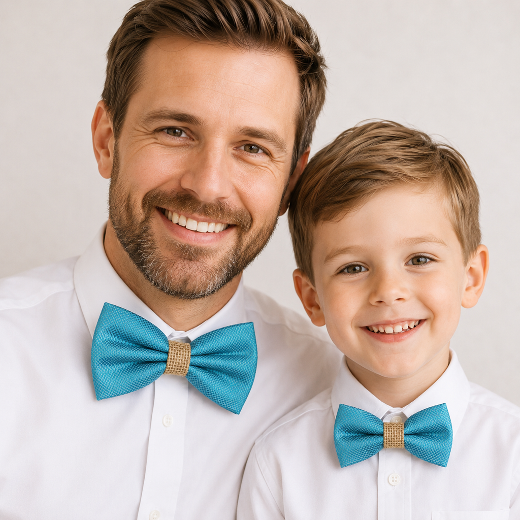 Ocean blue Bow tie set daddy son, Daddy and me gift, Grandpa and me, Kids adult bow tie,  Handmade Adjustable pre tied bow, Ocean blue