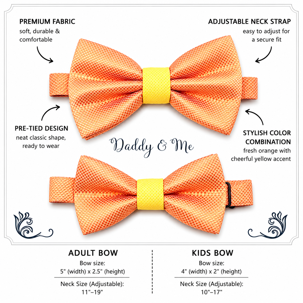 Orange Yellow Bow tie set for daddy and son, Daddy and me bow tie gift set, Grandpa me, Orange yellow Kids bow, Orange and Yellow, handmade