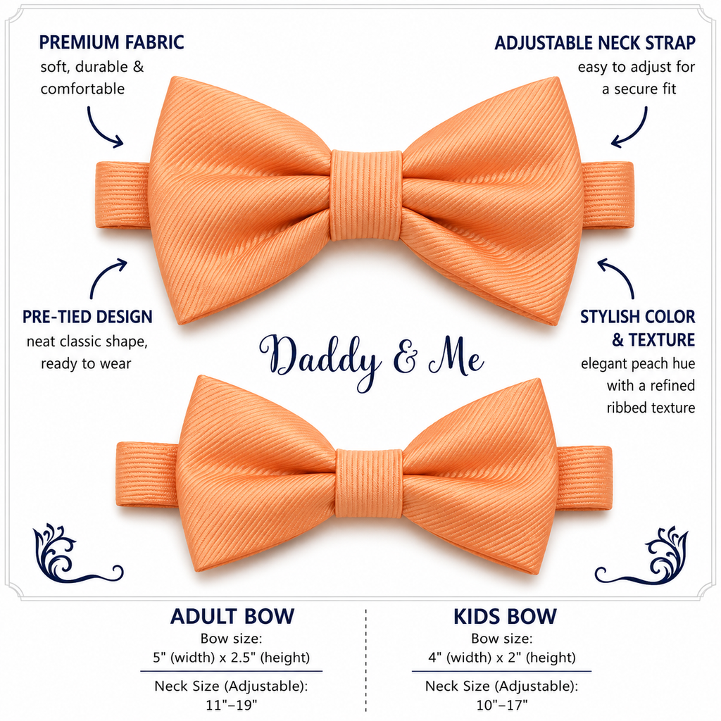 Peach Bow tie set daddy son, Daddy and me gift, Grandpa and me, Father son matching, Kids bow tie, Kids adult bow tie, High quality