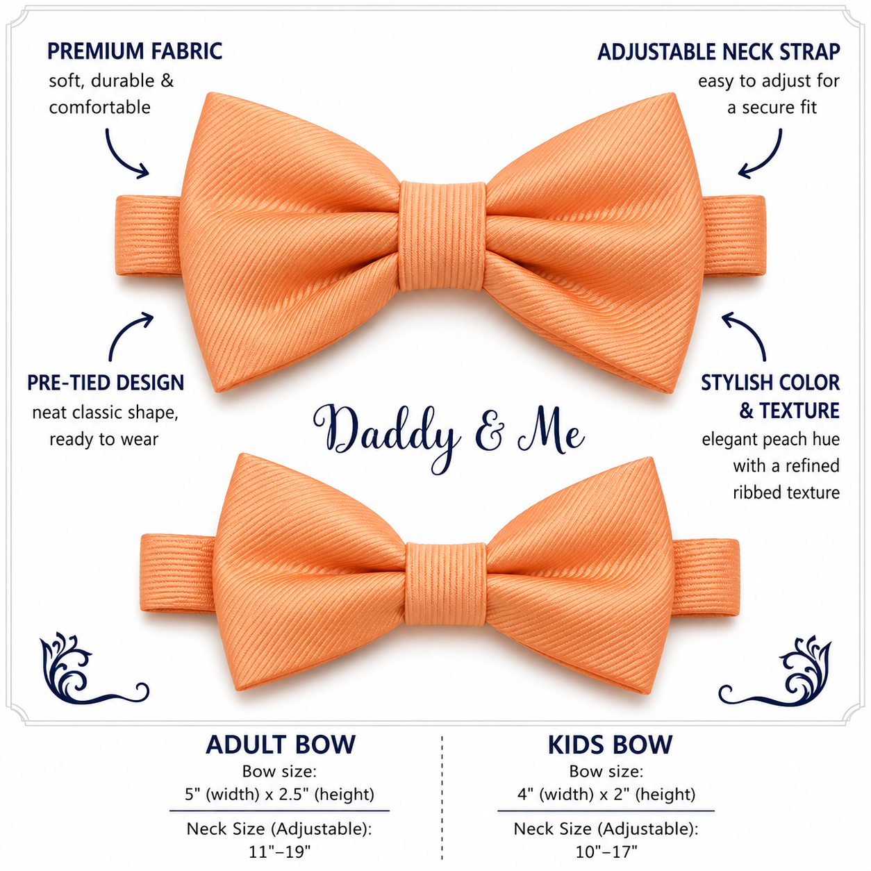 Peach Bow tie set daddy son, Daddy and me gift, Grandpa and me, Father son matching, Kids bow tie, Kids adult bow tie, High quality