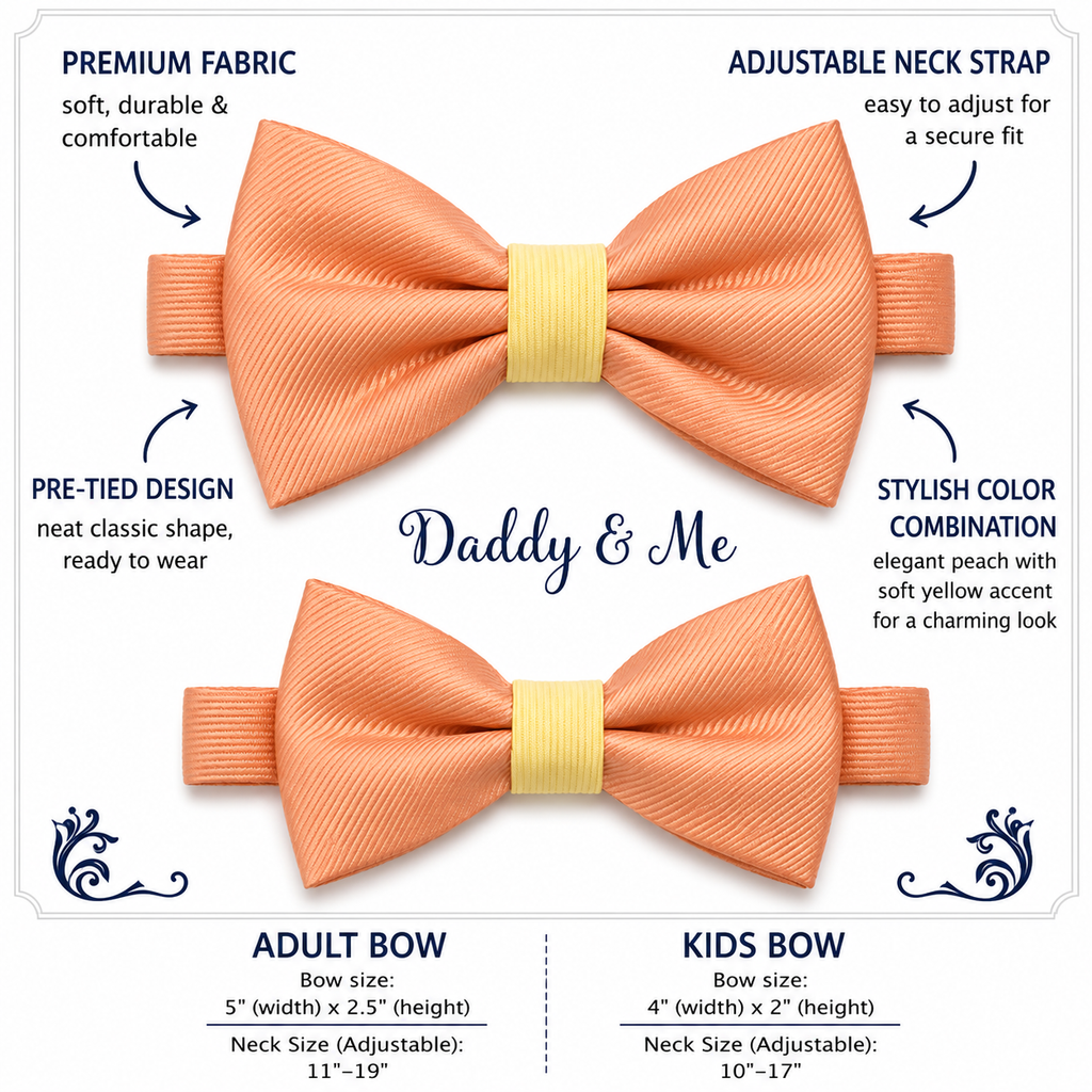 Peach Bow tie set daddy son, Daddy and me gift, Grandpa and me, Father son matching, Kids bow tie, Kids adult bow tie, High quality