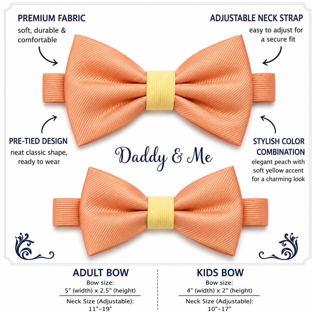 Peach Bow tie set daddy son, Daddy and me gift, Grandpa and me, Father son matching, Kids bow tie, Kids adult bow tie, High quality