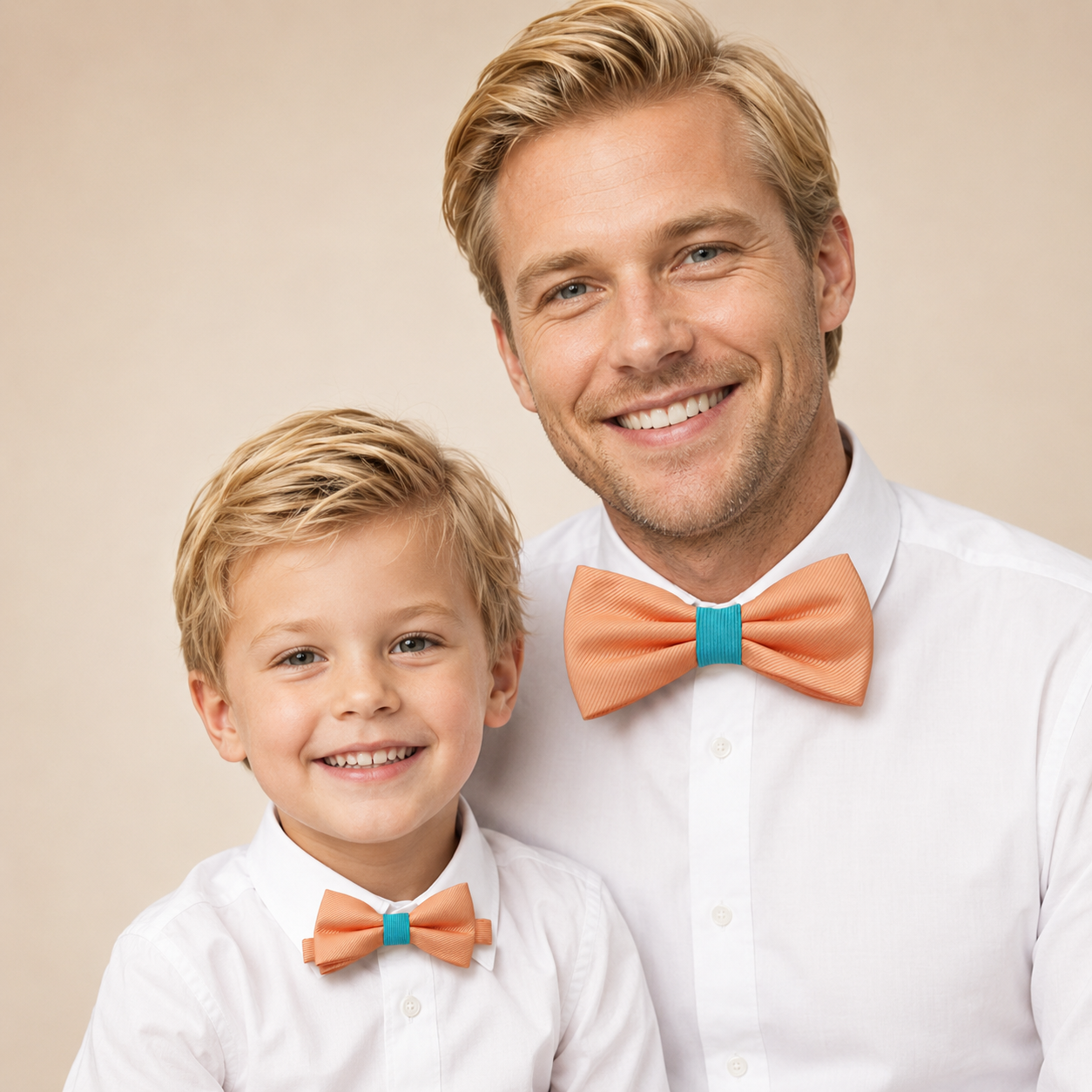 Peach turquoise Bow tie set daddy son, Daddy and me gift, Grandpa and me, Father son matching, Kids bow tie, Kids adult bow tie, high quality