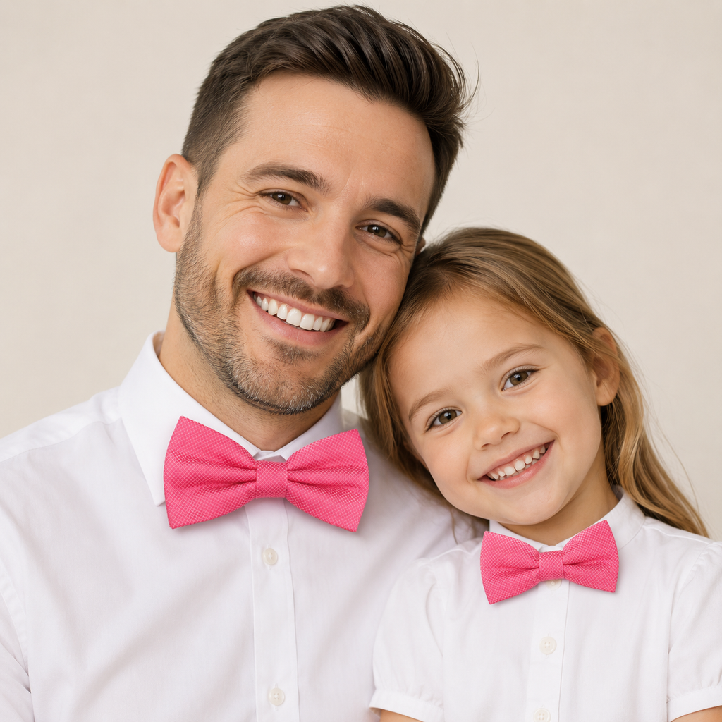 Pink Bow tie set daddy son Daddy and me gift Grandpa and me Kids adult bow tie Adjustable pre tied bow, Handmade, Daddy son gift set