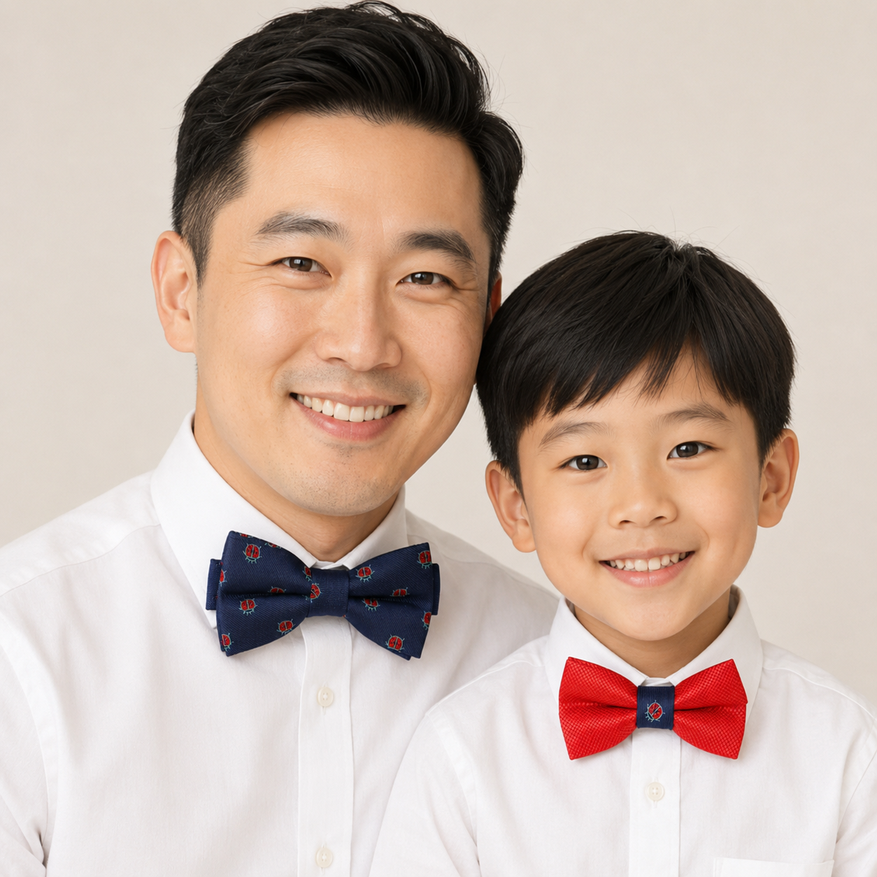 Navy Red Bow tie set for daddy and son, Daddy me gift, Ladybug, lucky bow tie, Father son match, Red kids bow, Grandpa gift, handmade