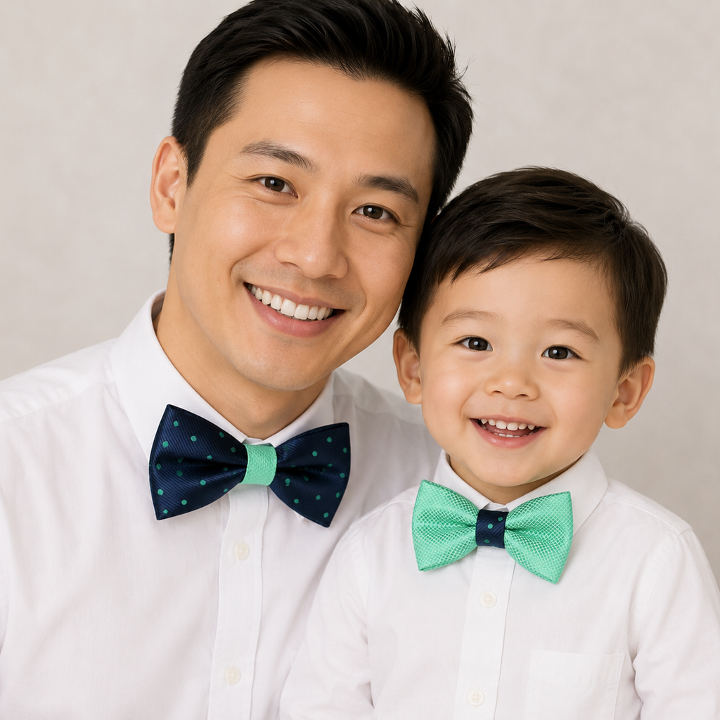 Navy Turquoise Bow tie set for daddy and son, Daddy me gift set, Grandpa me, Father son matching, Navy kids bow tie, handmade bow tie set