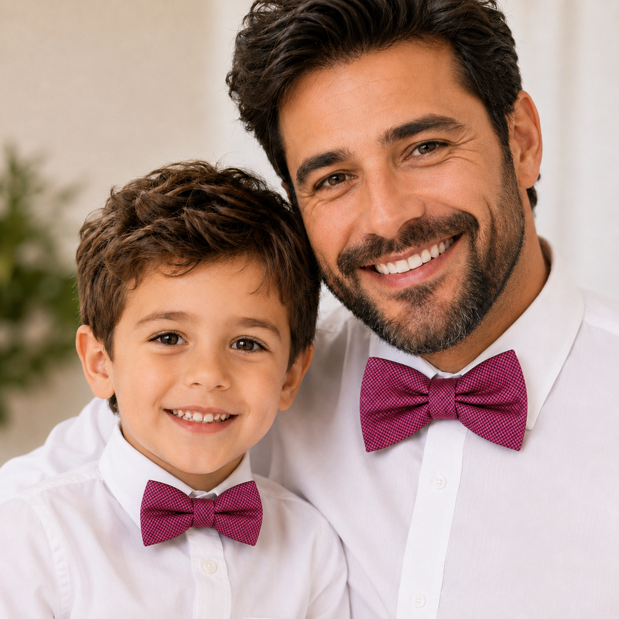 Raspberry rose Bow tie set for daddy and son, Daddy me gift set, Grandpa and me, Father son matching bow Adjustable pre tied bow Handmade