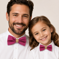 Raspberry rose burlap Bow tie set for daddy and son Daddy me gift set Father son match Handmade Lilac kids bow Adjustable pre tied bow